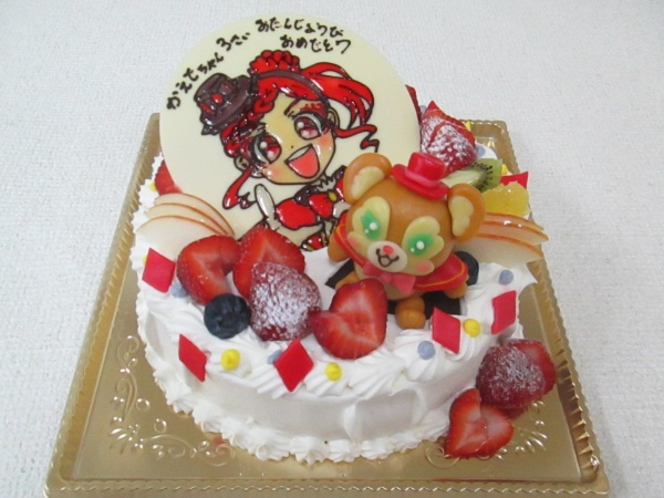 バースデーケーキに ファントミラージュのセイラをプレートで くまちいを立体で 大阪市東住吉区 パティスリーデコ