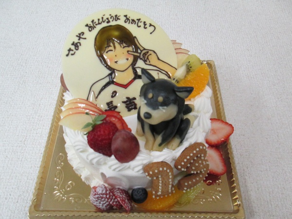 バースデーケーキに 似顔絵をプレートで ご指定の犬を立体でトッピング 大阪市東住吉区 パティスリーデコ